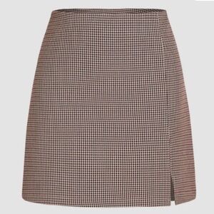 Houndstooth Mini Skirt Brand New By CIDER Size Large/8 Brown Black and Beige.